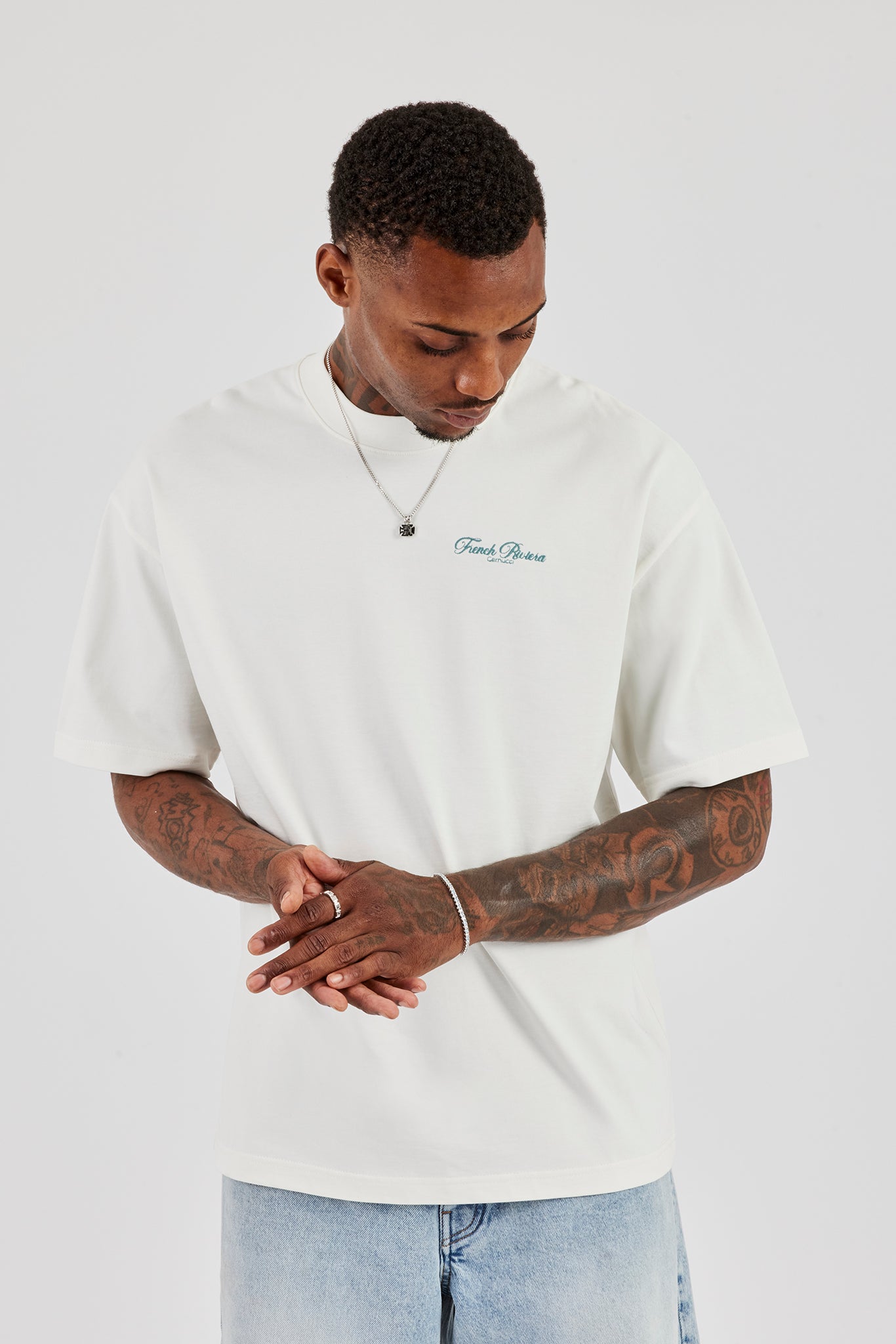 Monaco Print Oversized T-Shirt - Off White